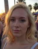 amateur cellphone photography  cute woman with blonde hair at mardi gras, sunset,  (freckles:0.2) . f8.0, samsung galaxy, noise, jpeg artefacts, poor lighting,  low light, underexposed, high contrast
