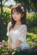 a cute girl in a garden, best quality, 4k, masterpice, 