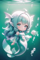 (masterpiece),  1girl,  chibi,  underwater mermaid