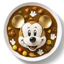 (From Above:2.0), Japanese Curry Rice, Mickey Mouse cartoon head, 
(Masterpiece, Best Quality, 8k:1.2), (Ultra-Detailed, Highres, Extremely Detailed, Absurdres, Incredibly Absurdres, Huge Filesize:1.1), (Photorealistic:1.3), By Futurevolab, Portrait, Ultra-Realistic Illustration, Digital Painting. 