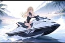 1girl,  personal watercraft,  masterpiece,  best quality,  aesthetic
