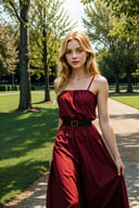 Red Dress Beauty Outdoor, 25yo girl, model, red-dress, blonde, outdoors