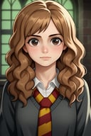 1 girl,Hermione Granger,harry potter, half body portrait,movie shoot, anime,
