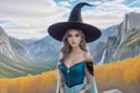 ((Ultra-Detailed)) Photography of a sophisticated witch \(sp.ed.ogInky1\) standing in a vista point of a national park,wearing sm1c-witchhat,detailed exquisite face,detailed eyes,detailed soft shiny skin,glossy lips,playful smirks,detailed hair,perfect female form,model body,detailed hat,cyan gold and white dress,jewelry,small earrings,necklace BREAK (backdrop;beautiful vista point \(yglac1er\) with a big rock soaring in the eye level with mountain,tree and grass),(head to thigh shot:1.2) BREAK rule of thirds,vibrant colors,studio photo,depth of perspective,perfect composition,(masterpiece,HDR,trending on artstation,8K,Hyper-detailed,intricate details,hyper realistic,high contrast,Kodachrome 800:1.3),cinematic lighting,soft rim lighting,key light reflecting in the eyes,by Karol Bak,Antonio Lopez,Gustav Klimt and Hayao Miyazaki,art_booster,real_booster,photo_b00ster, Decora_SWstyle,a1sw-InkyCapWitch, Decora_SWstyle,ani_booster,y0sem1te