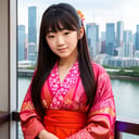 (masterpiece:1.3), best quality, extra resolution, wallpaper, HD quality, HD, HQ, 4K, view from above of calm (AIDA_LoRA_MomoS:1.01) <lora:AIDA_LoRA_MomoS:0.75> in a bright red kimono dress posing for the picture with Tokyo cityscape behind her, sunlight, outdoors, little asian girl, pretty face, seductive, wearing kimono, kimono dress, Japanese national dress, cinematic, insane level of details, intricate pattern, studio photo, getty images, (colorful:1.1)