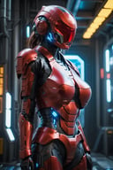 1girl, perfect body proportion, huge breasts, bikini mecha, mecha, red mecha.
(Masterpiece, Best Quality, 8k:1.2), (Ultra-Detailed, Highres, Extremely Detailed, Absurdres, Incredibly Absurdres, Huge Filesize:1.1), (Photorealistic:1.3), By Futurevolab, Portrait, Ultra-Realistic Illustration, Digital Painting. ,Blue Backlight,Energy light particle mecha,Red mecha,Cyberpunk