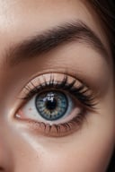 (best quality, 4k, 8k, highres, masterpiece:1.2), ultra-detailed, (realistic, photorealistic, photo-realistic:1.37), hyper realistic, 1girl,blue eyes,eyelashes,depth of field,light particles,close-up,realistic,eye focus