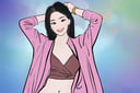 1girl,look at viewer,smile,open clothes,YunQiuStyleColor,lineart