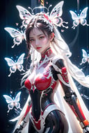 masterpiece, best quality, ultra-detailed, best shadow, detailed background,dark fantasy, mecha\(hubggirl)\,butterfly\(hubggirl)\,

a hubggirl robot soldier with white cape,holding a glowing red sword,

dynamic poses, particle effects, perfect hands,
beautiful detailed face, high contrast, best illumination, an extremely delicate and beautiful, 
cinematic light, colorful, hyper detail, dramatic light, intricate details,