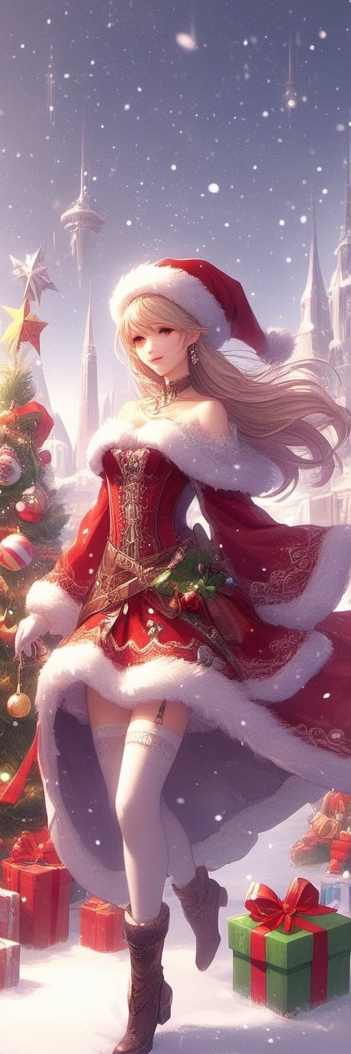Christmas Fantasy World, 1girl, 16k, render, 