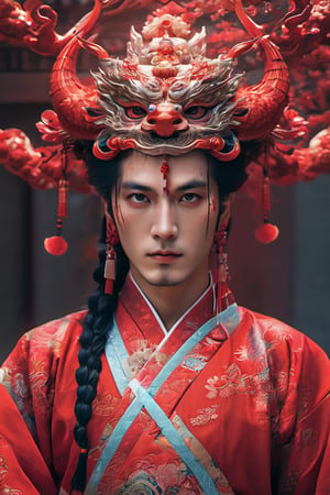 Man wearing red hanfu and red demon mask, blood splash around,   


colorful,  ultra highly detailed,  32 k,  Fantastic Realism complex background,  dynamic lighting,  lights,  digital painting,  intricated pose,  highly detailed intricated,  stunning,  textures,  iridescent and luminescent scales,  breathtaking beauty,  pure perfection,  divine presence,  unforgettable,  impressive,  volumetric light,  auras,  rays,  vivid colors reflects,  sf,  greg rutkowski