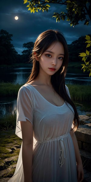 (best quality,highres:1.2),(ultra-detailed,extreme detail description),(realistic:1.37),a girl looking at the horizon,in a beautiful night, girl,soft moonlight,rays of moonlight,starlit sky,serene atmosphere,gentle breeze in the air,subtle colors,natural beauty,silhouette of trees,dreamy ambiance,peaceful,calm,reflective,deep thoughts,loneliness,tranquility,inner emotions,faint shadows,mystery,serene expression,soft glow,nighttime scenery,crisp air,nighttime solitude,whispers of night,ethereal atmosphere