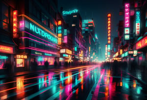 City skyline at night, cool colors, vibrant lights, futuristic style, wide angle, bustling streets, dark sky. ral-exposure, in the style of double exposure, neon art nouveau, long exposure, wimmelbilder, layered lines, neonpunk, chiaroscuro, best quality, masterpiece, highres, absurdres, incredibly absurdres, huge filesize, wallpaper, colorful,8K,RAW photo ,Long_Exposure