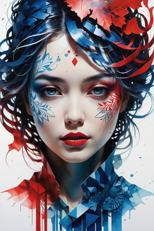 layered papercut, mysterious face, an exotic woman in artsy clothing, fading backlit background, (deep sea fading white to deep blue/red), alluring goddess, by Minjae Lee, Carne Griffiths, Emily Kell, Steve McCurry, Geoffroy Thoorens, Aaron Horkey, Jordan Grimmer, Greg Rutkowski, amazing depth, double exposure, surreal, geometric patterns, intricately detailed, bokeh,  perfect balanced, deep fine borders, artistic photorealism , smooth,