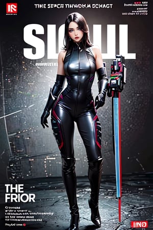 The cover of a 2010 sci - fi magazine featuring a full body portrait of beautifu
