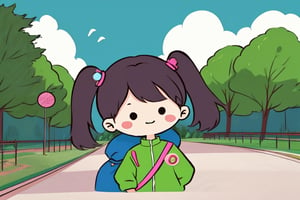 chibi avatar,cutestickers, girl in a park