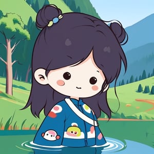 chibi avatar,cutestickers, girl in a lake