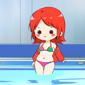 chibi avatar,cutestickers, girl in a piscina,bikini,modern clothes,futaba odagiri