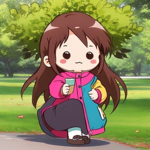 chibi avatar,cutestickers, girl in a park,futaba odagiri