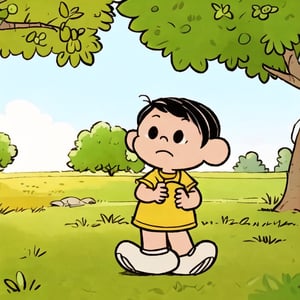 boy, black eyes, grass field, trees in background, hand draw,



,cute comic,chibi avatar