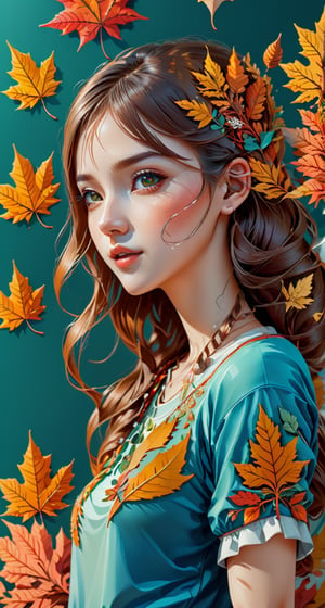 Isometric style representation of a girl - vibrant, beautiful, crisp, detailed, ultra detailed, intricate.
,(Leaf)