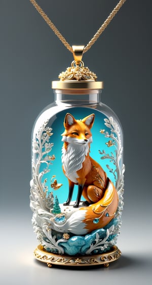 Breathtaking 3D model of a girl - award-winning, professional, highly detailed.,in a jar,Spirit Fox Pendant