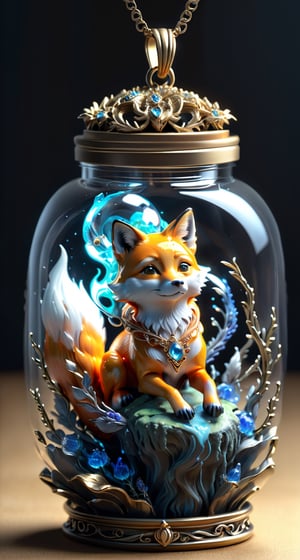 Breathtaking 3D model of a girl - award-winning, professional, highly detailed.,in a jar,Spirit Fox Pendant,DonMDj1nnM4g1cXL 
