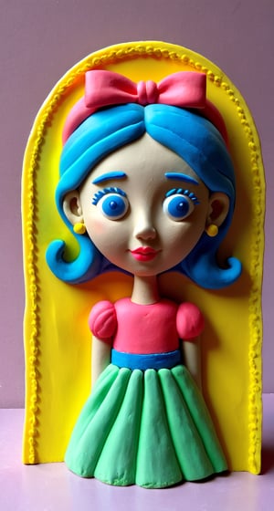 Play-Doh style sculpture of a girl - clay art, centered composition, Claymation., 