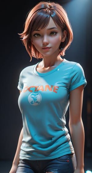 Professional 3D model of a girl in Octane Render, highly detailed, volumetric, dramatic lighting.,tshirt design,makima