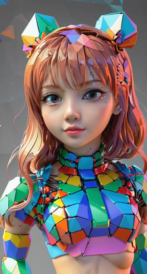 Low-poly style 3D model of a girl - low-poly game art, polygon mesh, jagged, blocky, wireframe edges, centered composition.,lalalalisa_m