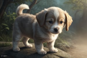An Cute puppy, fantasy concept art, 32k resolution, Best Quality, Masterpiece, natural light, insanely detailed, 8k resolution, fantasy art, detailed painting, hyper realism, photorealistic, carguilar, beautiful detailed intricate, insanely detailed, natural skin, soft impressionist perfect composition, award-winning photograph,oni style