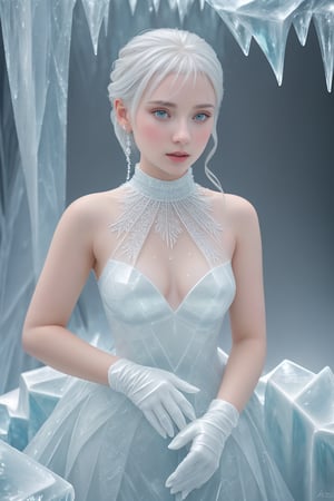 8K resolution, intricate detail, sophisticated detail, portrait of girl with IceAI dress, silver hair, albino girl, pale skin, (highly detailed:1.2),(best quality:1.2),(8k:1.2), sharp focus, subsurface scattering, award-winning photograph, (professional portrait photography:1.2), RAW photography (very detailed background:1.2), dramatic lighting, by artgerm annie leibovitz wlop herb ritts, IceAI