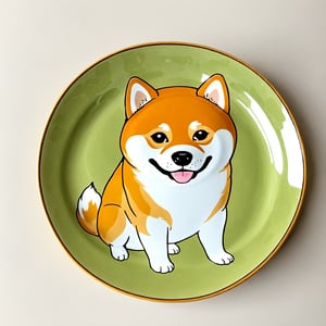 fnxipltz,a plate with  a chonky shiba inu dog