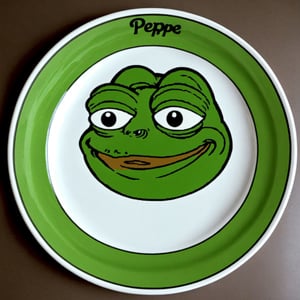 fnxipltz,a plate with  a meme of a pepe frog
