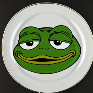 fnxipltz,a plate with  a meme of a pepe frog