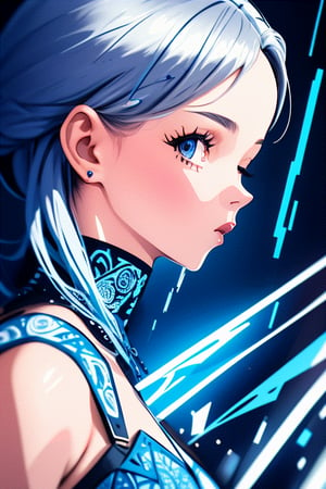 2.5D drawing, sexy 18 year old girl wearing ice magic clothing, icy silver hair, icy cobolt blue clothes, freezing, lightshow, (visual art, abstract:1.2), fantasy, (photorealistic:1.3), (intricate details:1.5), shallow depth of field, bokeh, Digital illustration, Fantasy
