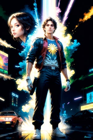 Bomb Jack, reimagined 80s zxspectrum game character, game poster style, digital painting, cover artist Dave Rapoza, 8k, concept art, sharp, intricate, highly detailed, UHD drawing, mastery, acrylic painting, style of makoto shinkai, jamie wyeth, james gilleard, edward hopper, greg rutkowski. ,score_9,hyper real extra effect add ,score_8_up