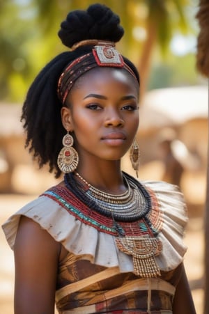 20 years old beautiful zulu woman, traditional clothes, waist up portrait 
