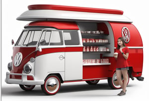 Masterpiece, high resolution, realistic, 1 girl, cute, wear santa head, sales at lovely coffee cart, volkswagen cart, Equipped with a professional large coffee machine, Fancy red high detail, 8k, industrial design, product design, WHITE BACKGROUND, White environment, studiolight, ultra Realistic, highdetailed
Lateral face, Side view,volkswagen