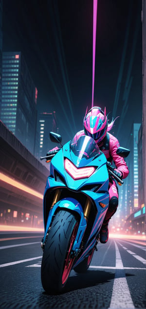 (masterpiece, best quality:1.4), A high-speed chase through a neon-drenched Tokyo-inspired cityscape, reminiscent of Akira's iconic visuals. Motorcycles with glowing trails weave through holographic advertisements, leaving streaks of vibrant color across the night sky. UHD, U8K, HiRes, HiDef,APEX colourful 