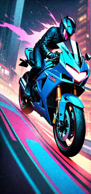(masterpiece, best quality:1.4), A high-speed chase through a neon-drenched Tokyo-inspired cityscape, reminiscent of Akira's iconic visuals. Motorcycles with glowing trails weave through holographic advertisements, leaving streaks of vibrant color across the night sky. UHD, U8K, HiRes, HiDef