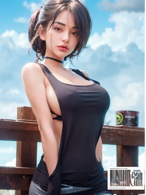 best quality, ultra high res, (photorealistic:1.4), 1girl, off-shoulder black shirt, skirt, black choker, (faded ash gray hair:1), (huge breasts:1.2), looking at viewer, closeup, m4d4m,