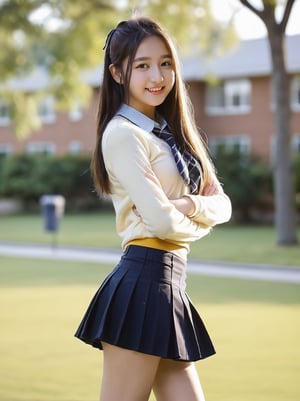 Young college student, wearing micro skirt, Sexy pose