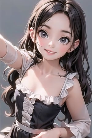  cute loli goth girl smiling,  hair accesories,  choke,  dynamic pose,  photoshoot,  looking at viewer,