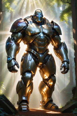 wide shot, full body, photorealistic of male magnetic golem, masterpiece, best quality, Photorealistic, ultra-high resolution, photographic light, illustration by MSchiffer, fairytale, sunbeams, best quality, best resolution, cinematic lighting, Hyper detailed, Hyper realistic, masterpiece, atmospheric, high resolution, vibrant, dynamic studio lighting, wlop, Glenn Brown, Carne Griffiths, Alex Ross, artgerm and james jean, spotlight, fantasy, surreal