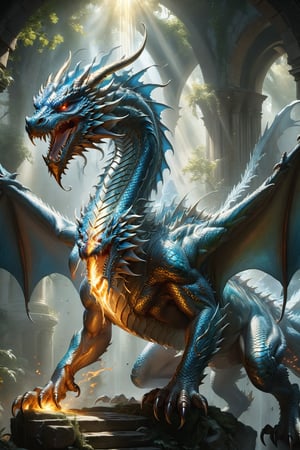 wide shot, full body, photorealistic of ghost dragon (from heroes might & magic 5), ultra-high resolution, photographic light, illustration by MSchiffer, fairytale, sunbeams, best quality, best resolution, cinematic lighting, Hyper detailed, Hyper realistic, masterpiece, atmospheric, high resolution, vibrant, dynamic studio lighting, wlop, Glenn Brown, Carne Griffiths, Alex Ross, artgerm and james jean, spotlight, fantasy, surreal