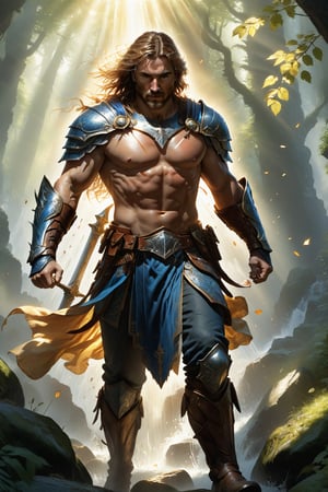 wide shot, full body, photorealistic of brisk raider (from heroes might & magic 5), ultra-high resolution, photographic light, illustration by MSchiffer, fairytale, sunbeams, best quality, best resolution, cinematic lighting, Hyper detailed, Hyper realistic, masterpiece, atmospheric, high resolution, vibrant, dynamic studio lighting, wlop, Glenn Brown, Carne Griffiths, Alex Ross, artgerm and james jean, spotlight, fantasy, surreal