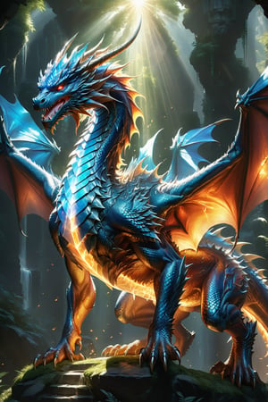wide shot, full body, photorealistic of crystal dragon (from heroes might & magic 5), ultra-high resolution, photographic light, illustration by MSchiffer, fairytale, sunbeams, best quality, best resolution, cinematic lighting, Hyper detailed, Hyper realistic, masterpiece, atmospheric, high resolution, vibrant, dynamic studio lighting, wlop, Glenn Brown, Carne Griffiths, Alex Ross, artgerm and james jean, spotlight, fantasy, surreal