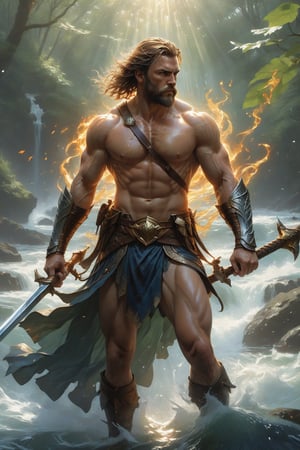 wide shot, full body, photorealistic of harpooner (from heroes might & magic 5), ultra-high resolution, photographic light, illustration by MSchiffer, fairytale, sunbeams, best quality, best resolution, cinematic lighting, Hyper detailed, Hyper realistic, masterpiece, atmospheric, high resolution, vibrant, dynamic studio lighting, wlop, Glenn Brown, Carne Griffiths, Alex Ross, artgerm and james jean, spotlight, fantasy, surreal