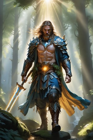 wide shot, full body, photorealistic of high druid (from heroes might & magic 5), ultra-high resolution, photographic light, illustration by MSchiffer, fairytale, sunbeams, best quality, best resolution, cinematic lighting, Hyper detailed, Hyper realistic, masterpiece, atmospheric, high resolution, vibrant, dynamic studio lighting, wlop, Glenn Brown, Carne Griffiths, Alex Ross, artgerm and james jean, spotlight, fantasy, surreal